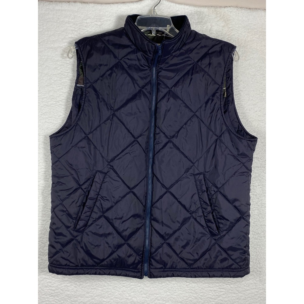 Barbour Finn Gilet Mens XL Navy Blue Quilted Full Zip Vest